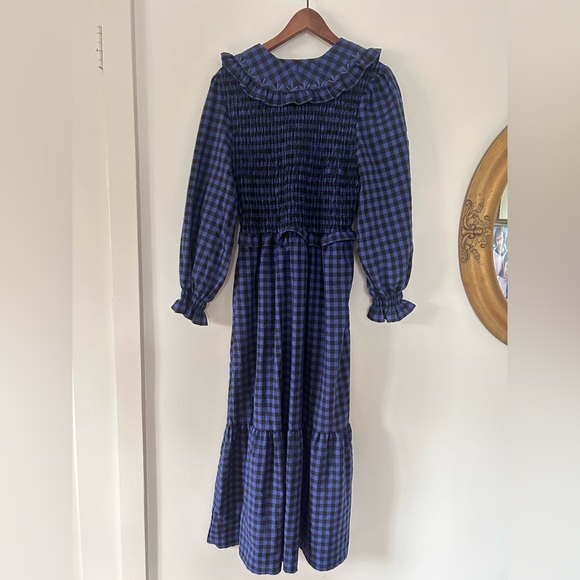 Mango Check Babydoll-Collar Prairie Dress Size M - Picture 7 of 7